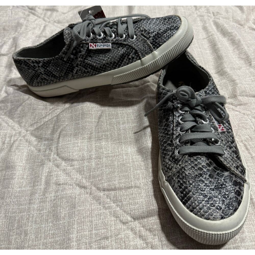 NWT Superga Sneakers Lace Up Snake Reptile CotsnakeW S0080C0 Womens Sz 8.5 Gray